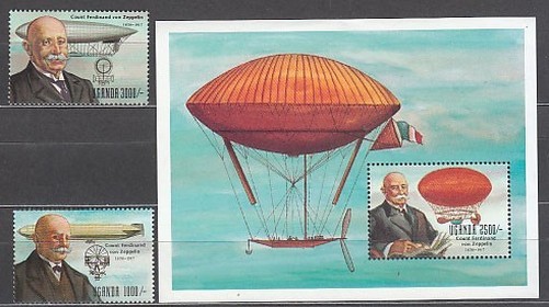 Uganda - Mail Yvert 958/9+H 170 ** MNH Zeppelin