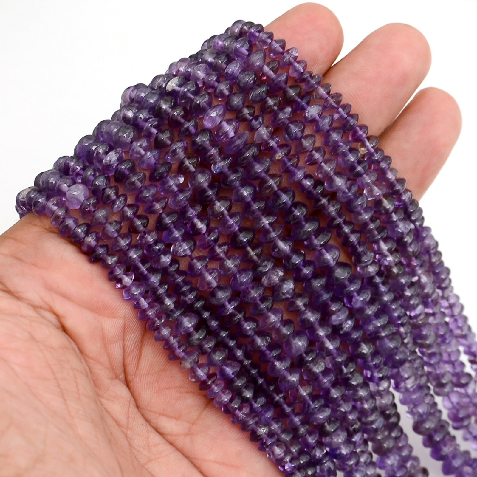 Amethyst Rondelle Beads 13 Inch Strand Natural Gemstone Jewelry Wholesale Lot