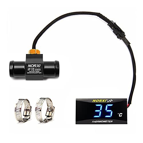 Universal Digital Water Thermometer Water Temp Gauge for Motorcycles, 16mm Blue