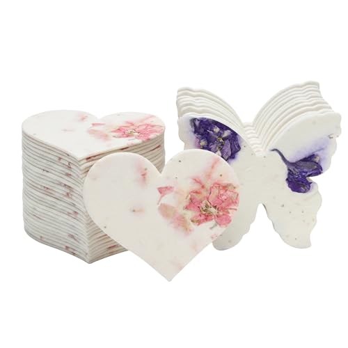 Combo Seed Paper - 24pcs Hearts & 24pcs Pink Heart & Purple Butterfly