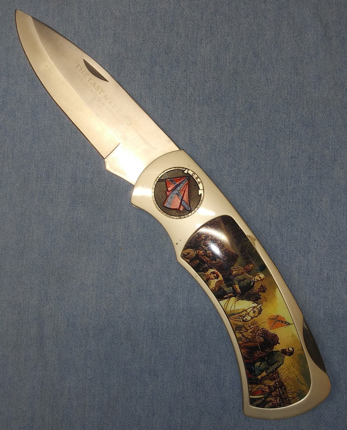 Vintage 17" Giant Jumbo Folding Knife The Last Meeting May 1863 Jackson & Lee