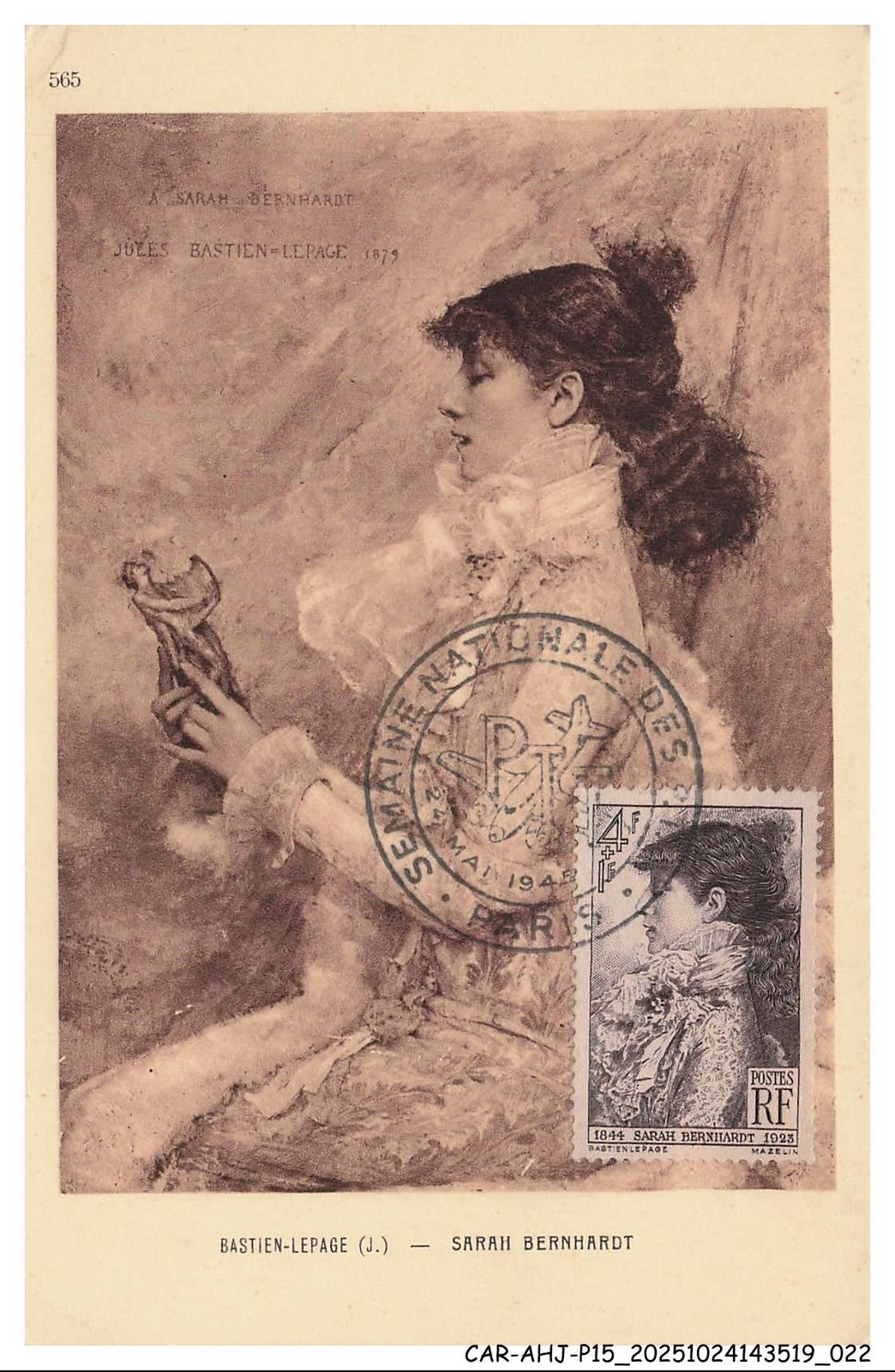 CAR-AHJP15-0698-CARD-MAXIMUM - Bastien-Lepage - Sarah Bernhardt - 1945