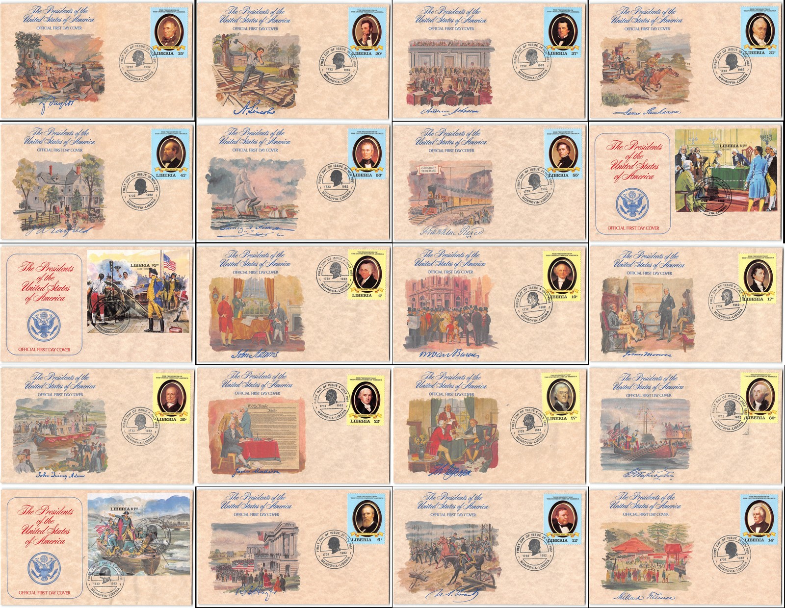 Liberia #901//943 Lot of 20 covers including Souvenir Sheets 943, 932, 911