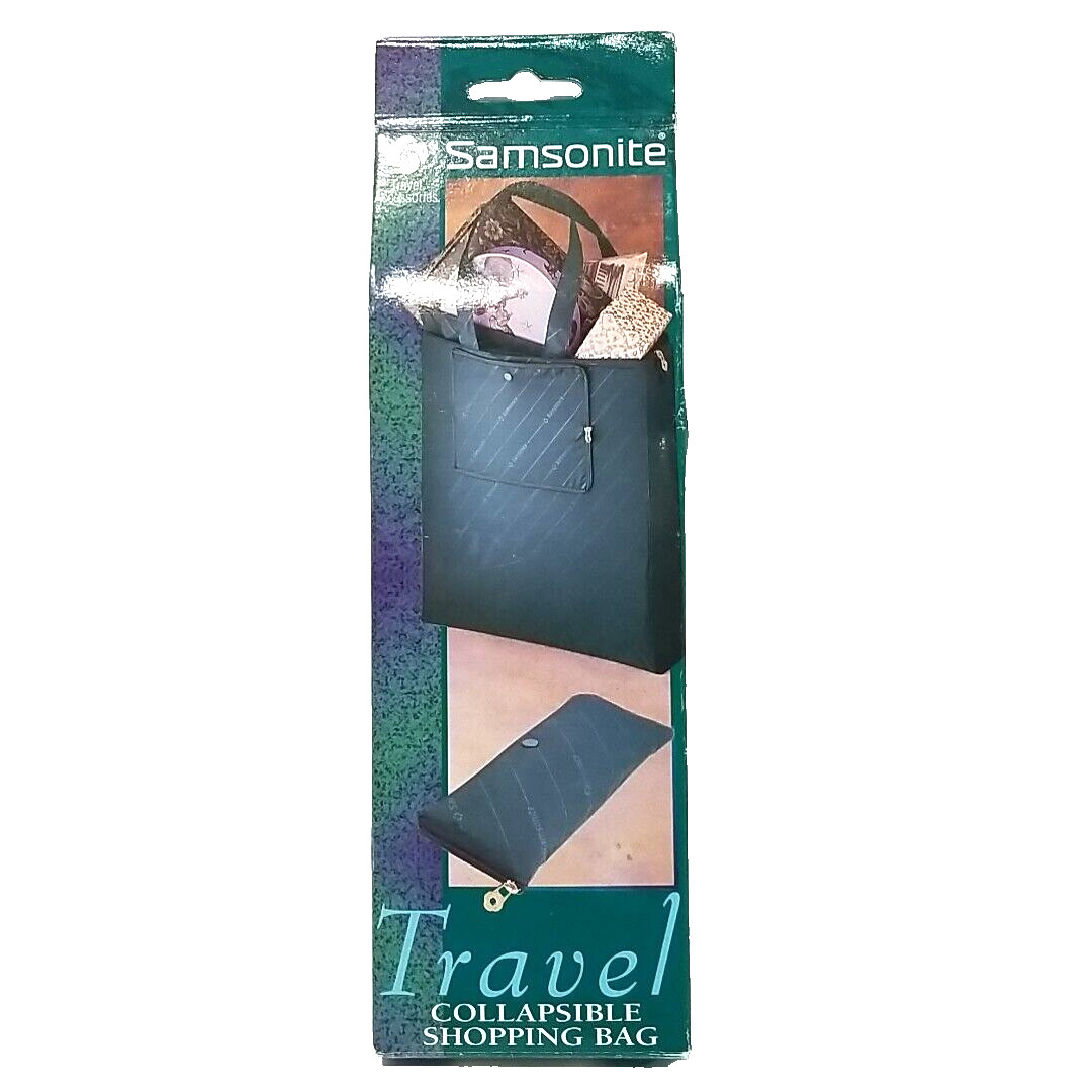 Vtg Samsonite Travel Shopping Bag Green Nylon Tote Packable Collapsible 1994 New