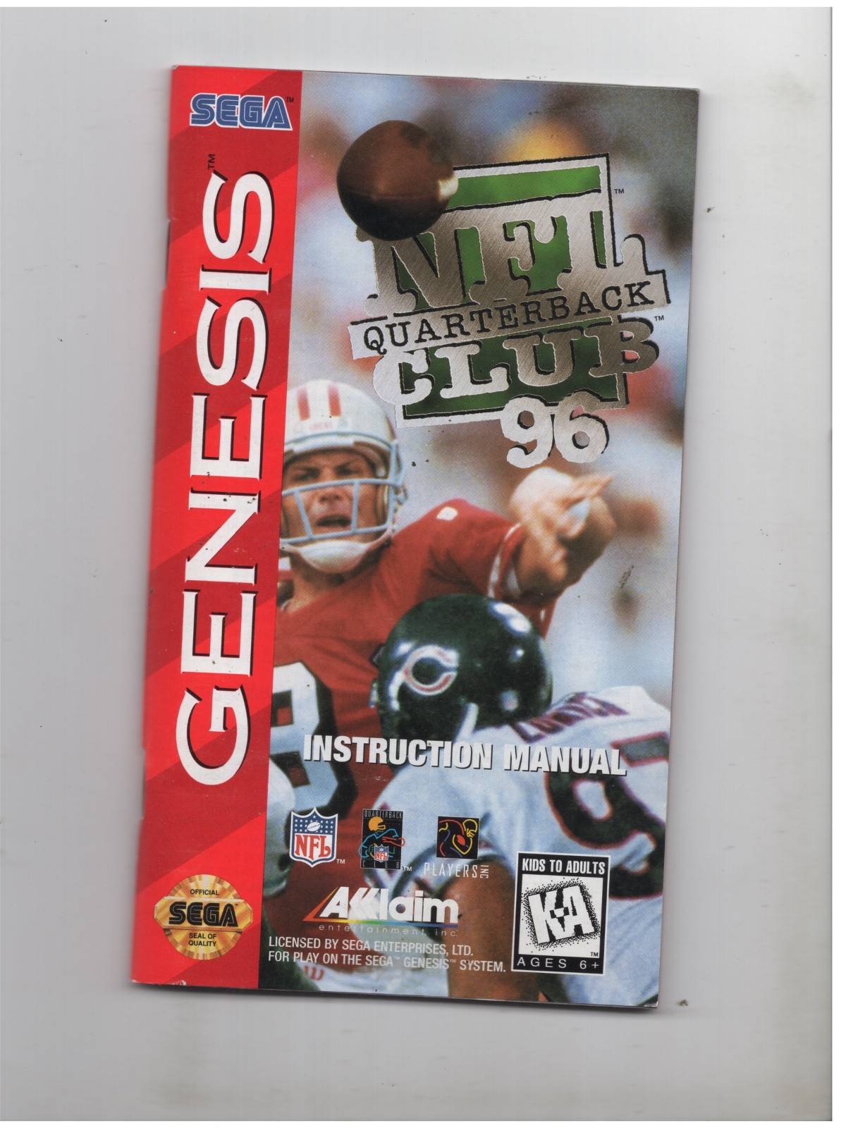 NFL Quarterback Club 96 Sega Genesis Manual Only Authentic Original