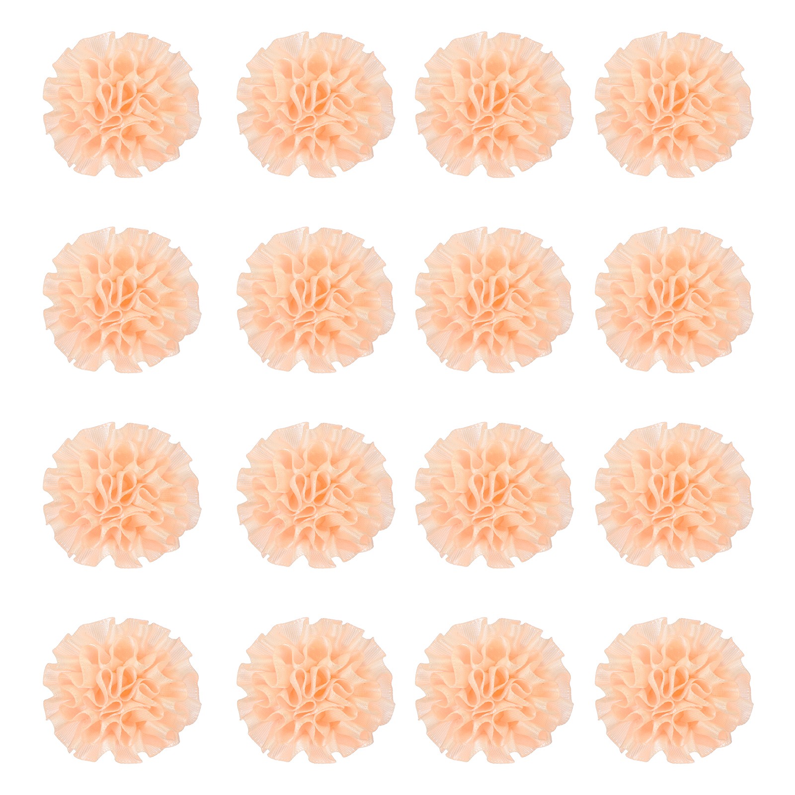 16 Pcs Ribbon Peony, 2 Inch Peony Artificial Fabric Flowers, Light Pink