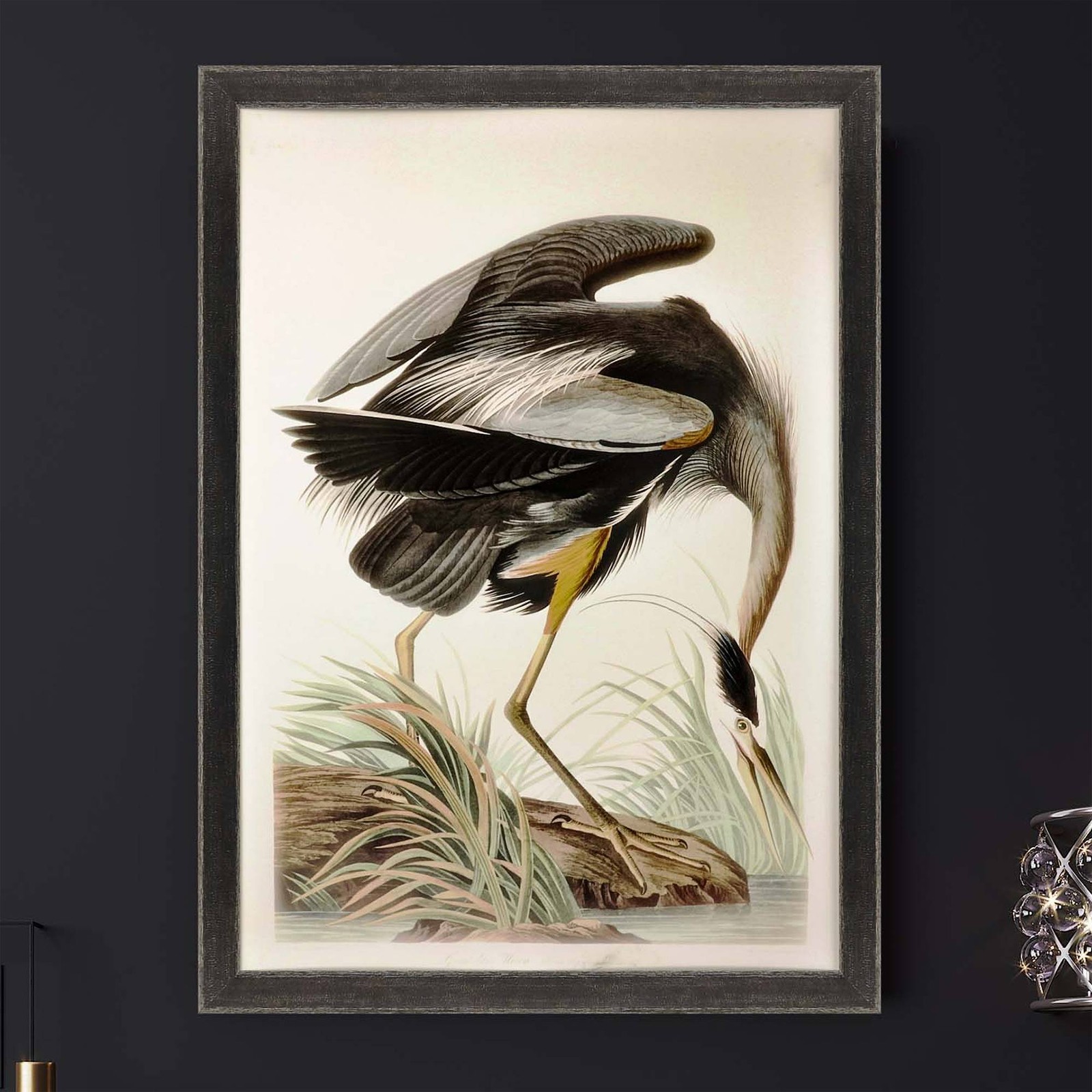 Great Blue Heron 55" High Framed Giclee Wall Art