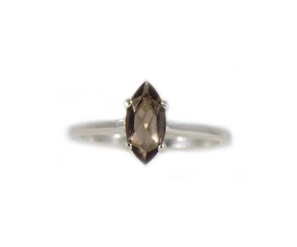 Smoky Quartz Ring Antique 19thC 1ct Cairngorm Scotland Gemstone Sterling Ring