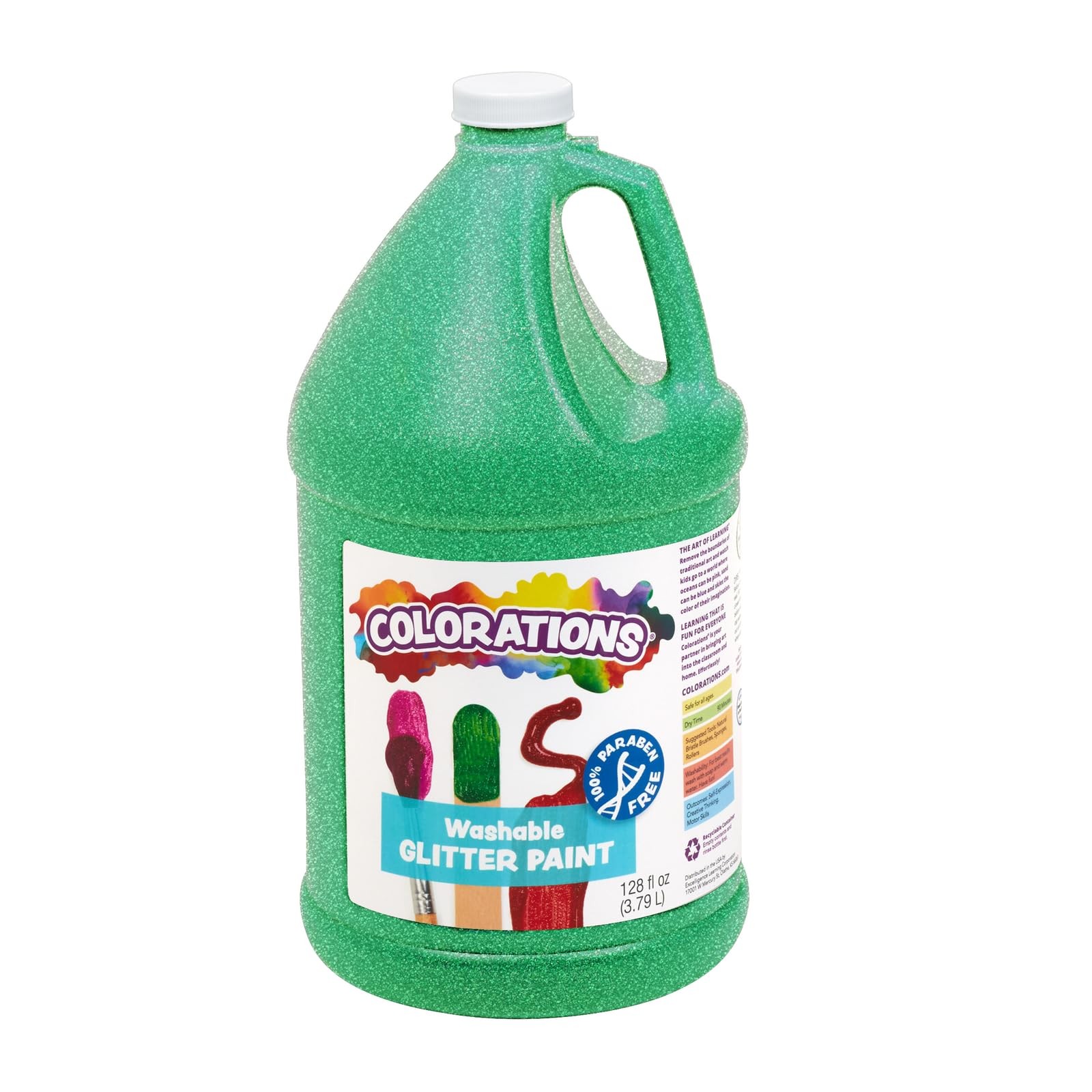 Colorations Washable Glitter Paint, Gallon, Green, Non-Toxic, Vibrant Kids Craft