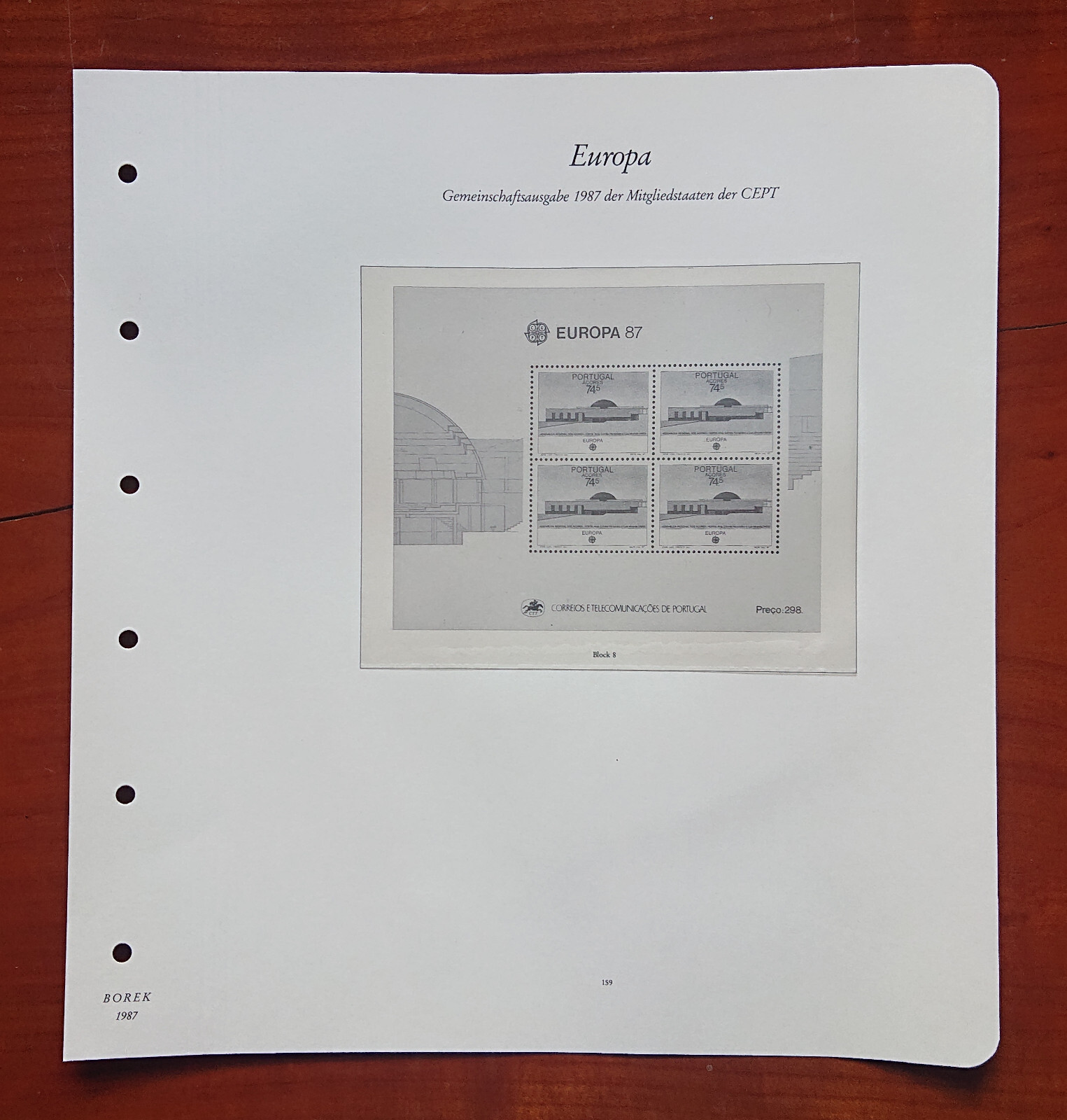Vordruckblatt Europe Sinking Joint Issue 1987 Mitgliedstaaten Cept de Portugal