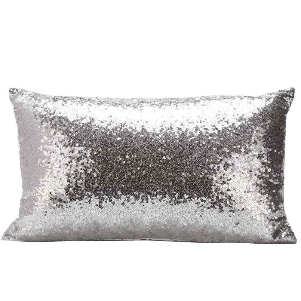 Rectangle Pillowcase,Solid Color Glitter Sequins Throw Pillow Case Cafe9852