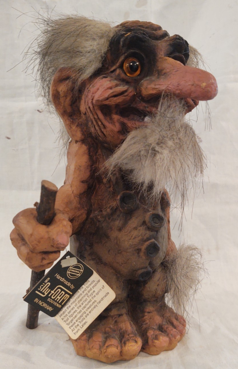NyForm Troll #111 with Walking Stick - Handmade In Norway , Large Orig Vintage