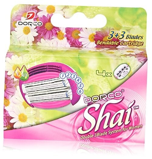  Shai 6 Blade Razor Cartridges Only - 4 Cartridges, Premium 6 Count (Pack of 1)
