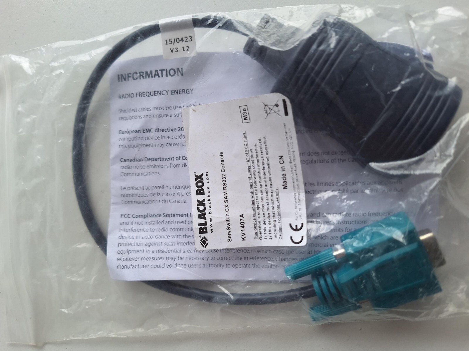 BLACK BOX KV1407A SERVSWITCH CX SAM RS232 SERIAL CONSOLE ADAPTER MODULE