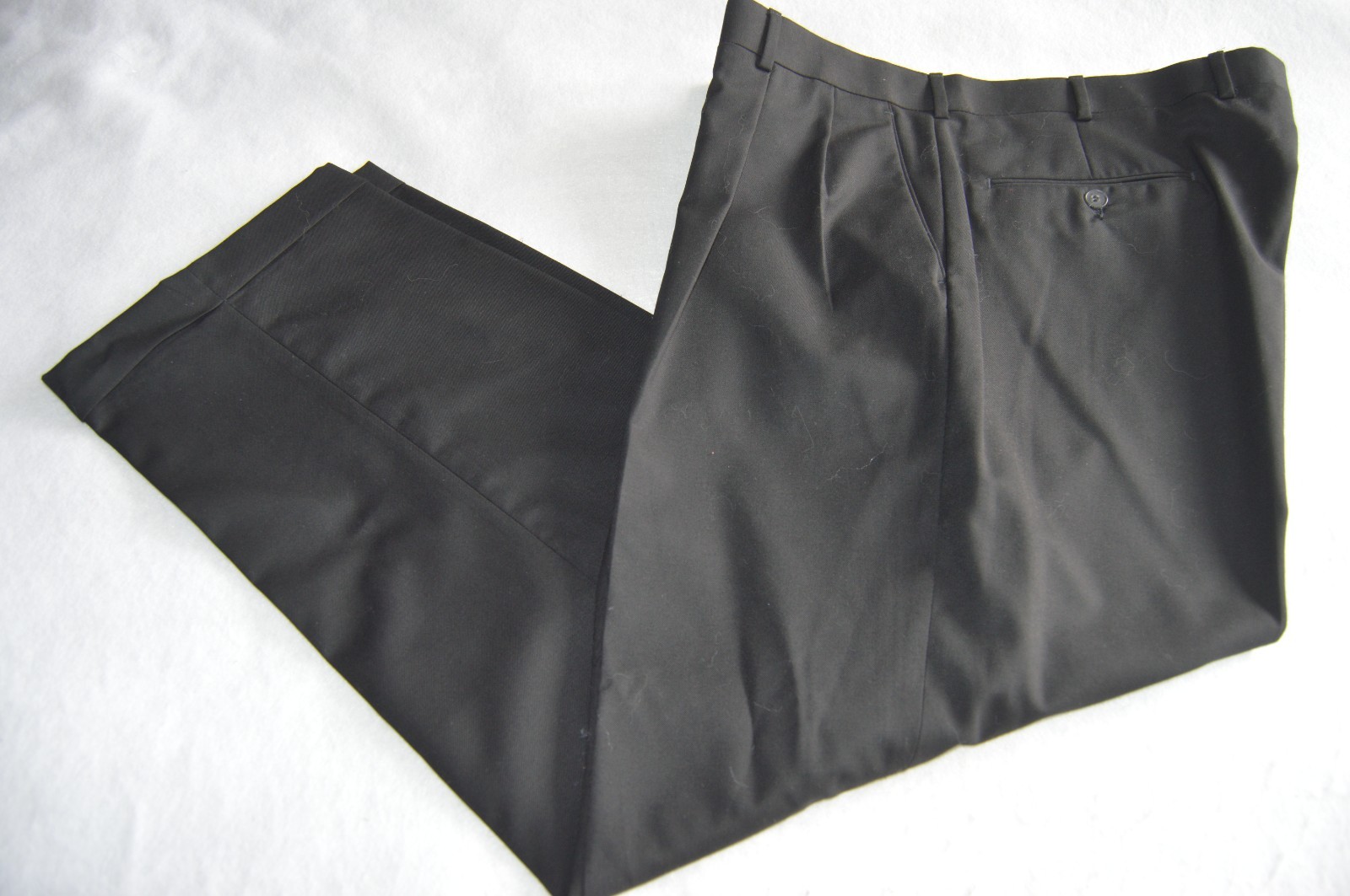 Bill Blass Dress Pants 40 x 30 Black Wool pleated ciffed