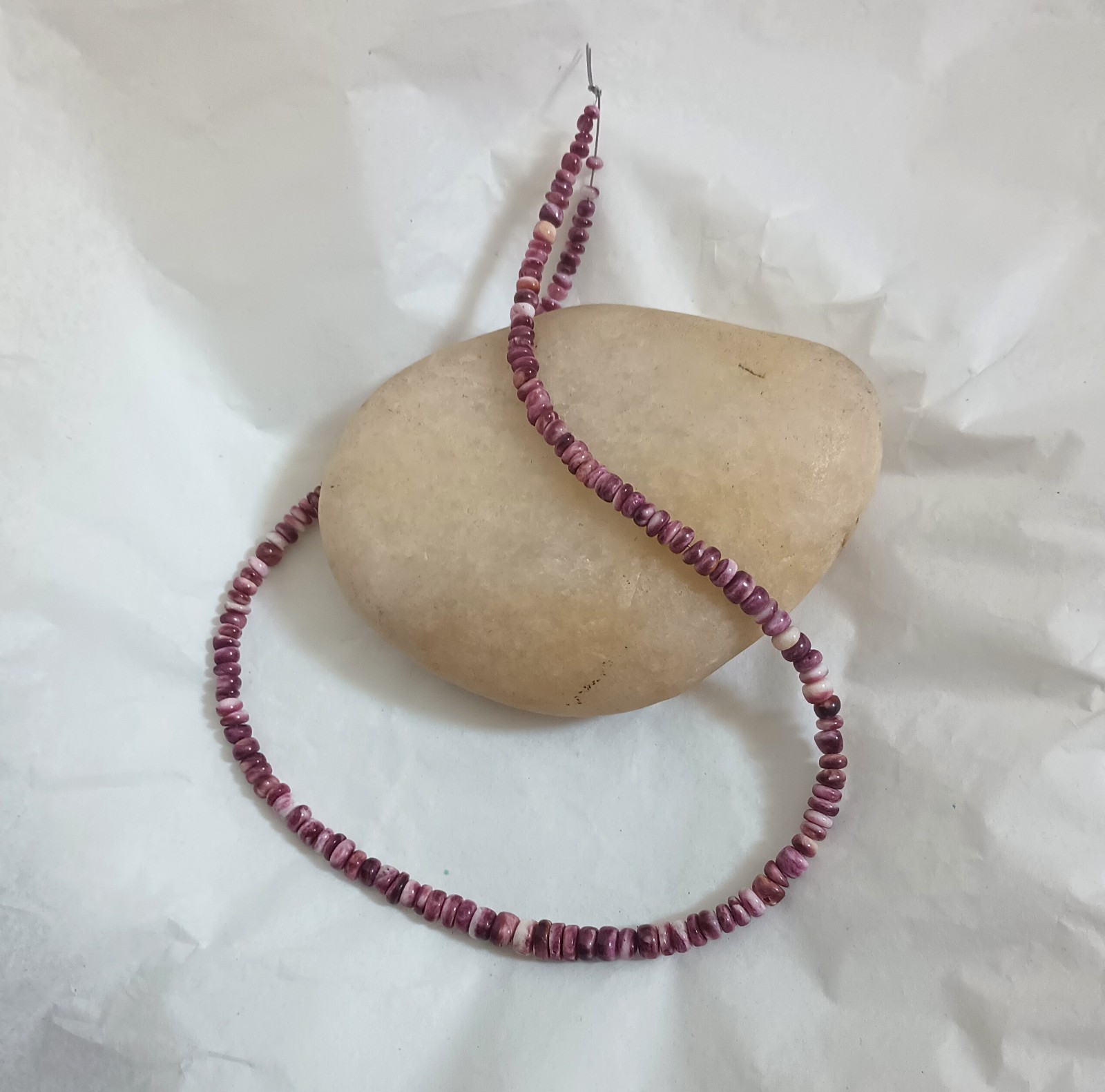 PURPLE SPINY OYSTER 3-6MM DRUM RONDELLE BEADS - 16" Strand - 5402E