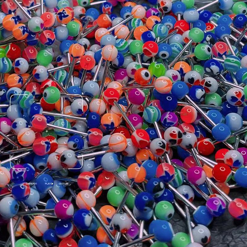 Tongue Bars Surgical Steel Barbell Rings Mixed Ball Bar Piercing Jewellery