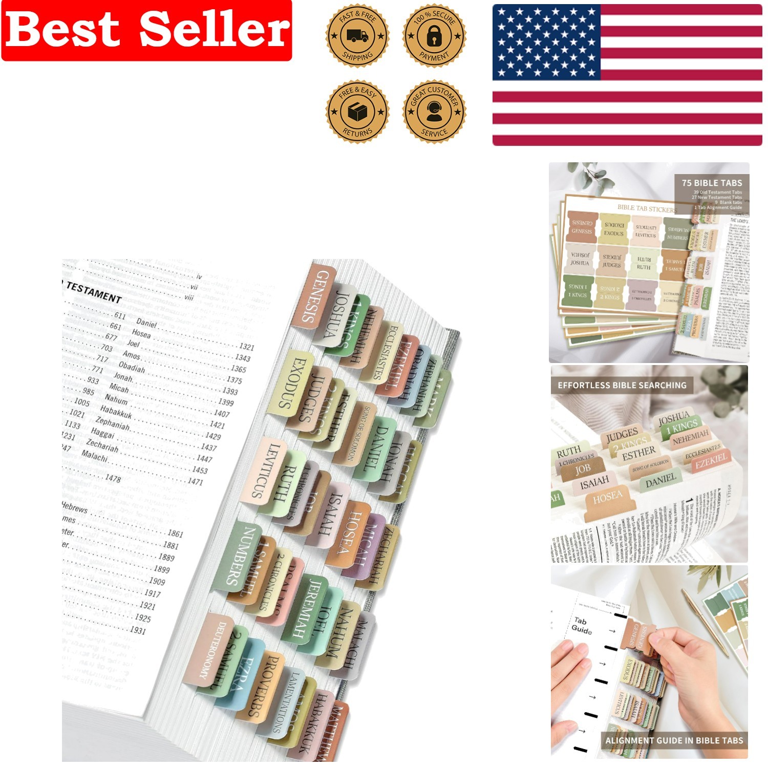 Laminated Bible Index Tabs with Boho Theme - Perfect for Studying Scripture