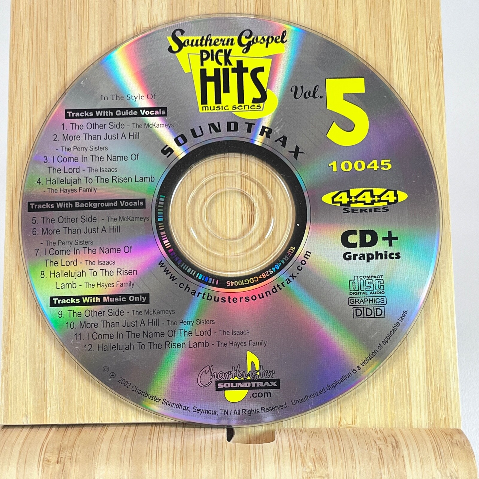 Chartbuster Soundtrax Southern Gospel Hits Vol. 5 4+4+4 CD+G 10045