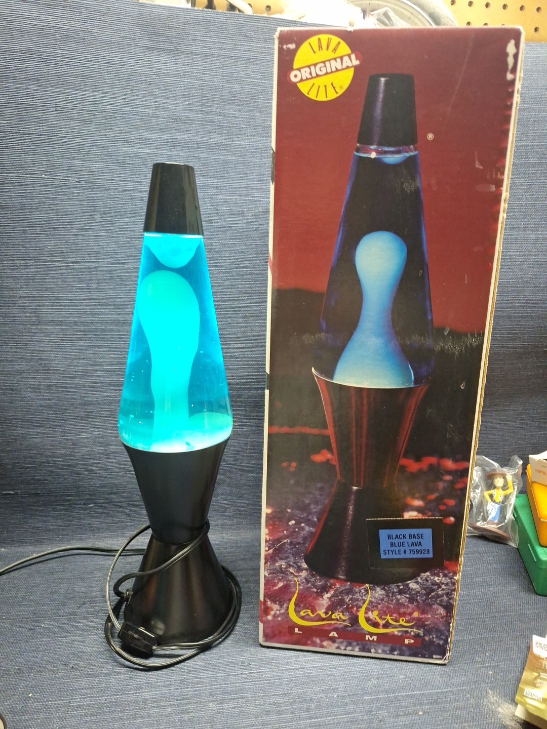 Vintage 1996 Lava Lite Midnight Series 8403 Blue Lava Lamp - Original Box