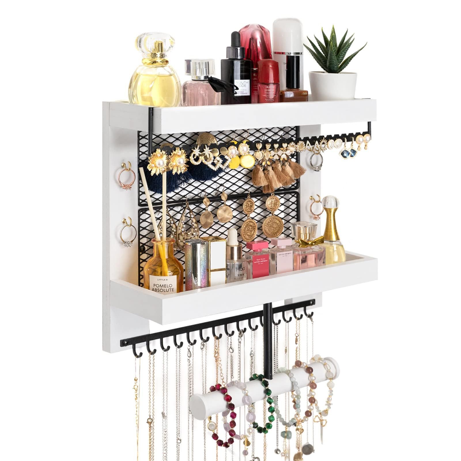 Hanging Jewelry Organizer Wall Mounted With Wall Jewelry Organizer Holder For...