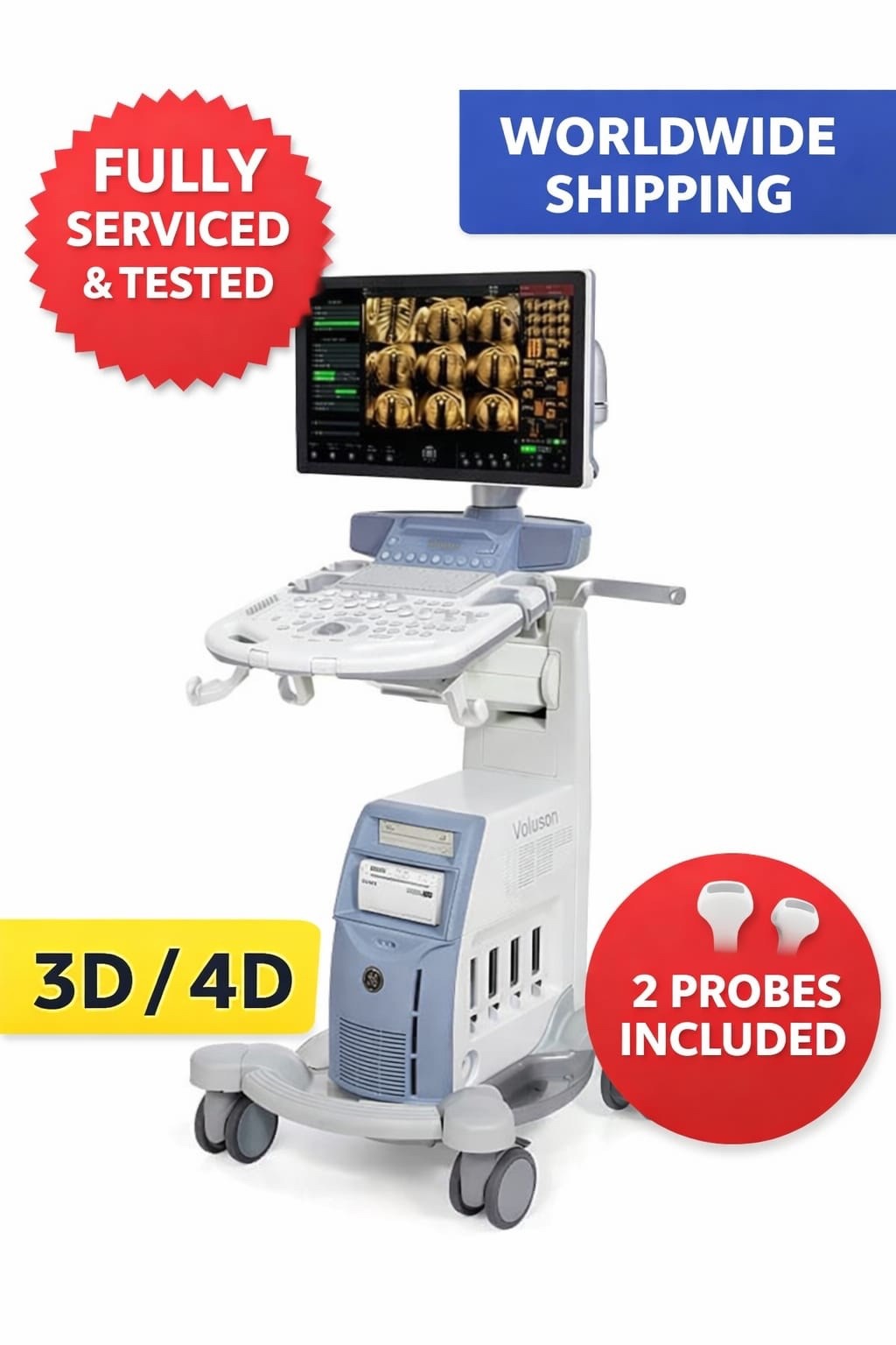 Used GE Voluson S8 Ultrasound Machine 2022 3D/4D BT18 RAB6-RS IC9-RS Probes