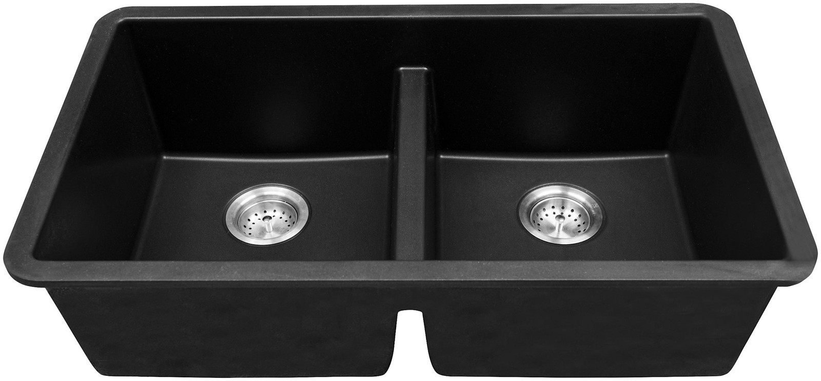 Ackland AKKQS-5050-3319-DB 32" Undermount Double Basin Quartz - Black