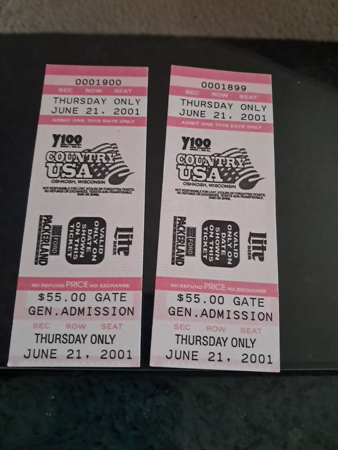 Country USA Tickets June 2001