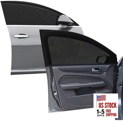 Car Front Window Screen up to 22"x42", Elastic Mesh Car Sun 2Pack Front Window