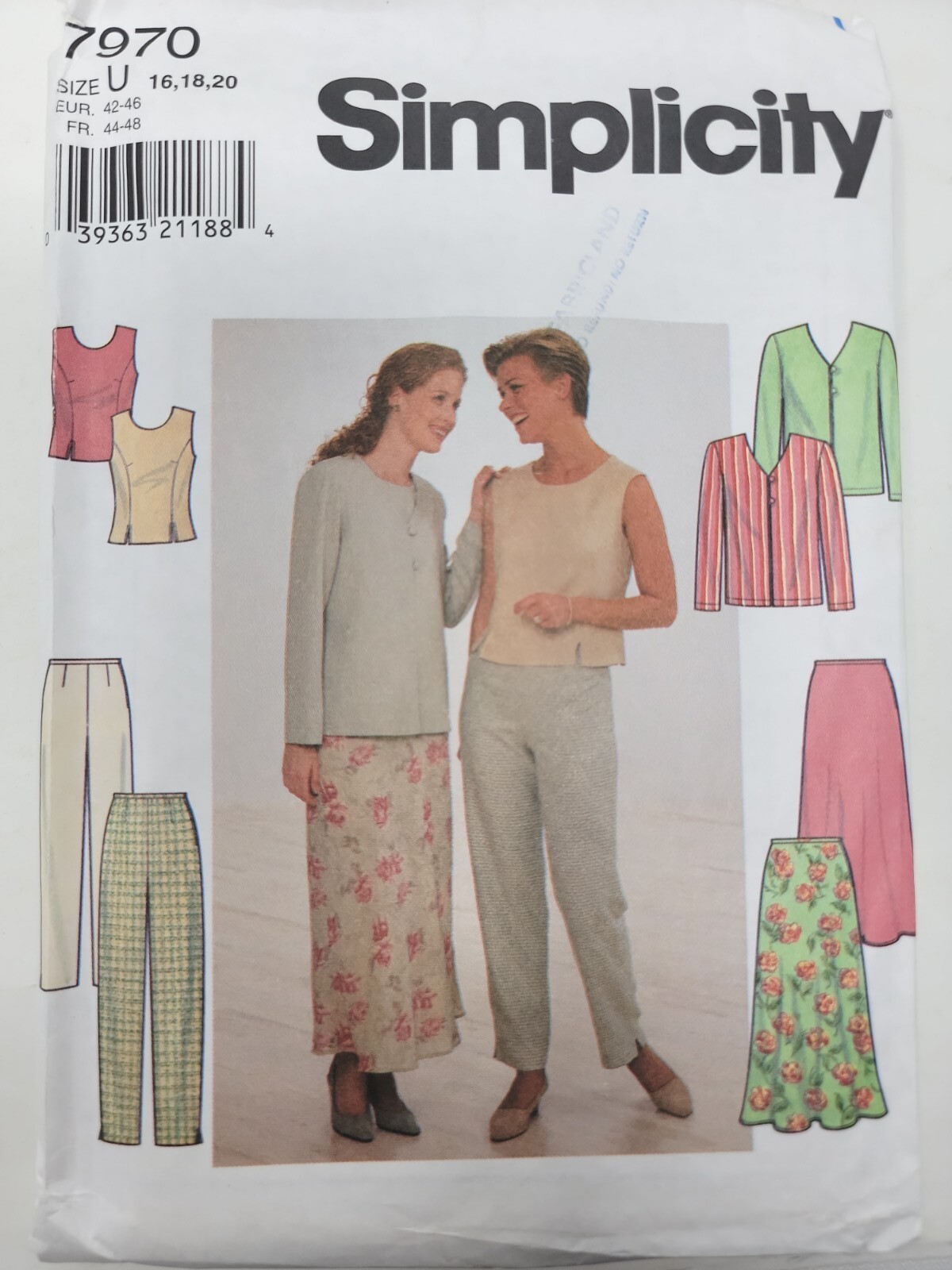 Simplicity 7970 Misses  jacket top pants skirt size 16 18 20 Sewing Pattern