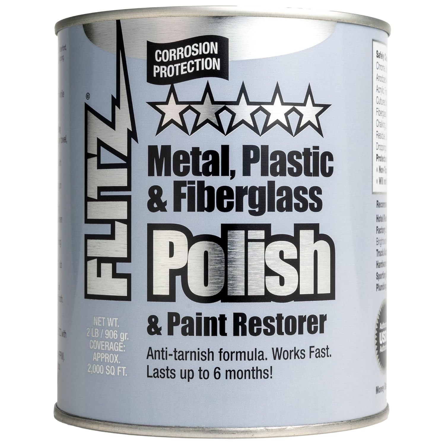 Multi-Purpose Metal Polish Paste - 2Lb Can of Usa-Made Metal Scratch Remover - W