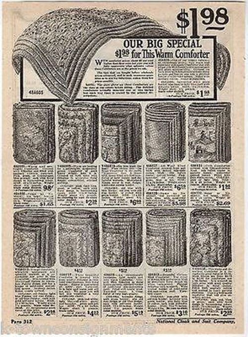 Fine Comforter Quilts & Baby Blankets Antique Graphic Advertising Catalog Print