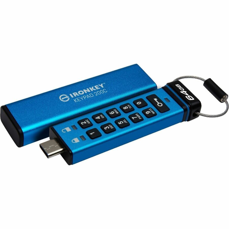 IronKey Keypad 200 64GB USB 3.2 Gen 1 Type C Flash Drive IKKP200C64GB