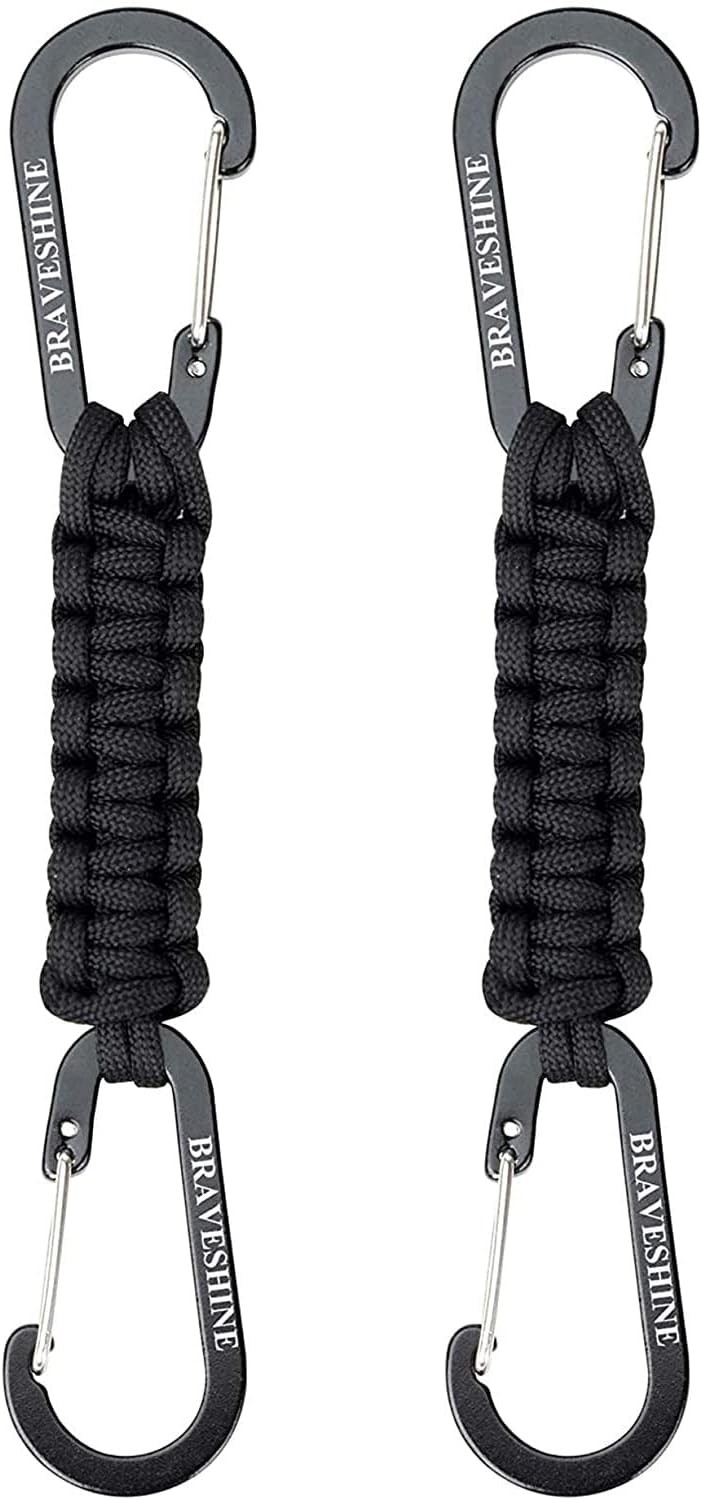 BRAVESHINE Paracord Keychain Carabiner Clip, D Ring Lanyard Hanger Stroller Hook