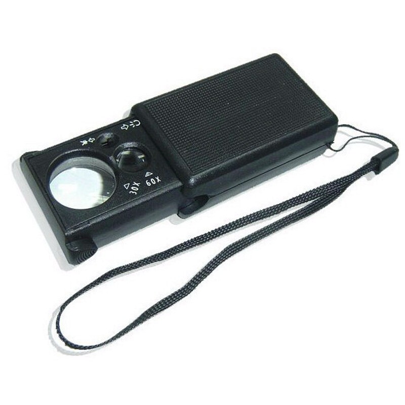 MULTI 30X 60X LED MAGNIFIER MAGNIFYING GLASS W UV CURRENCY BLACK LIGHT LOUPE