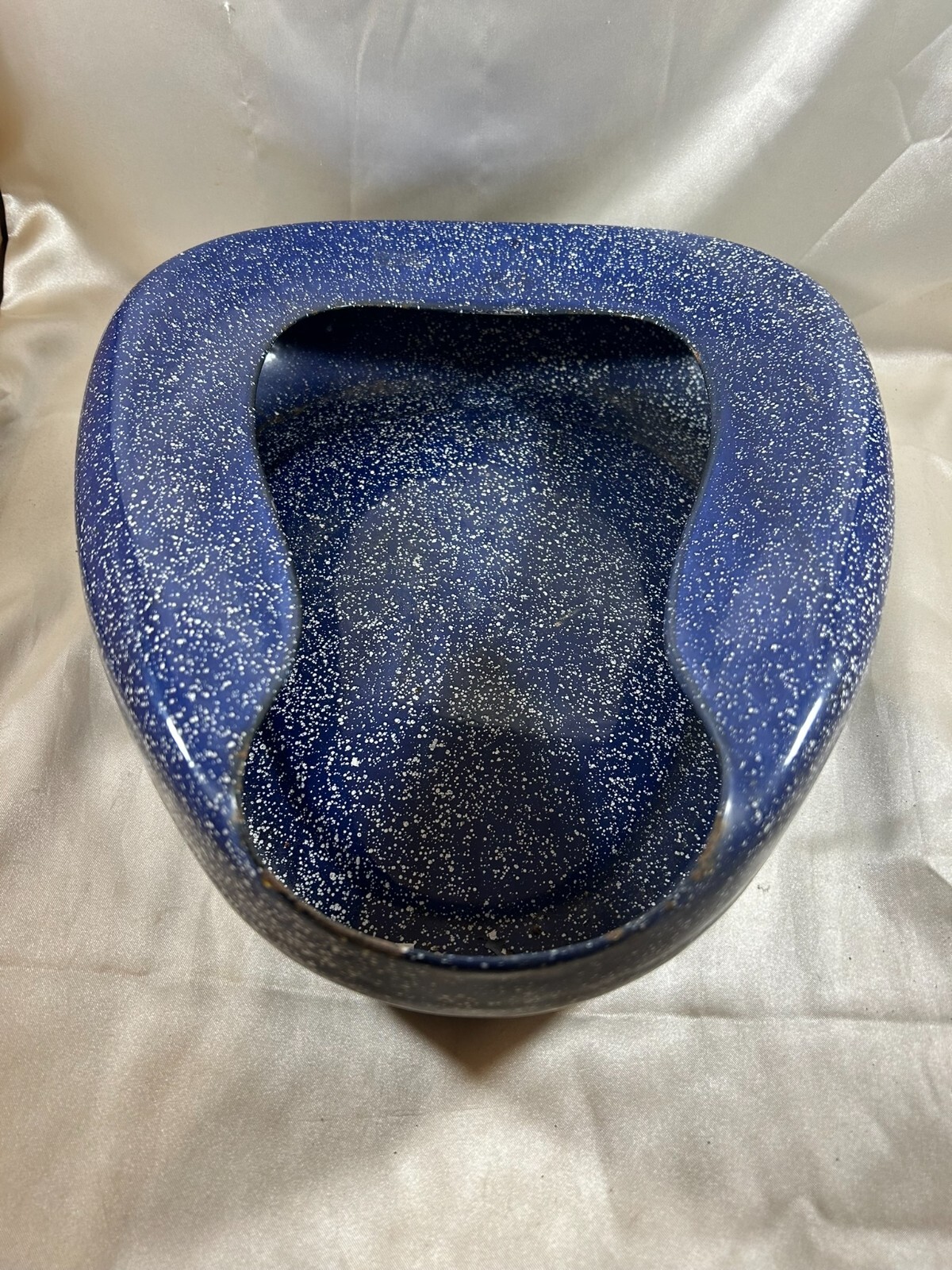 Vintage Blue Speckeled Enamelware Medical Bed Pan Unbranded C