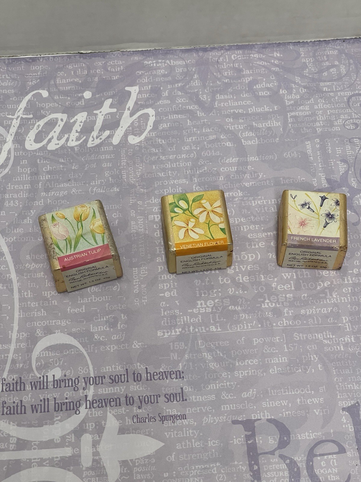 3 Vintage Bath Cubes Floral English Ben Rickert Tulip French Lavender Venetian