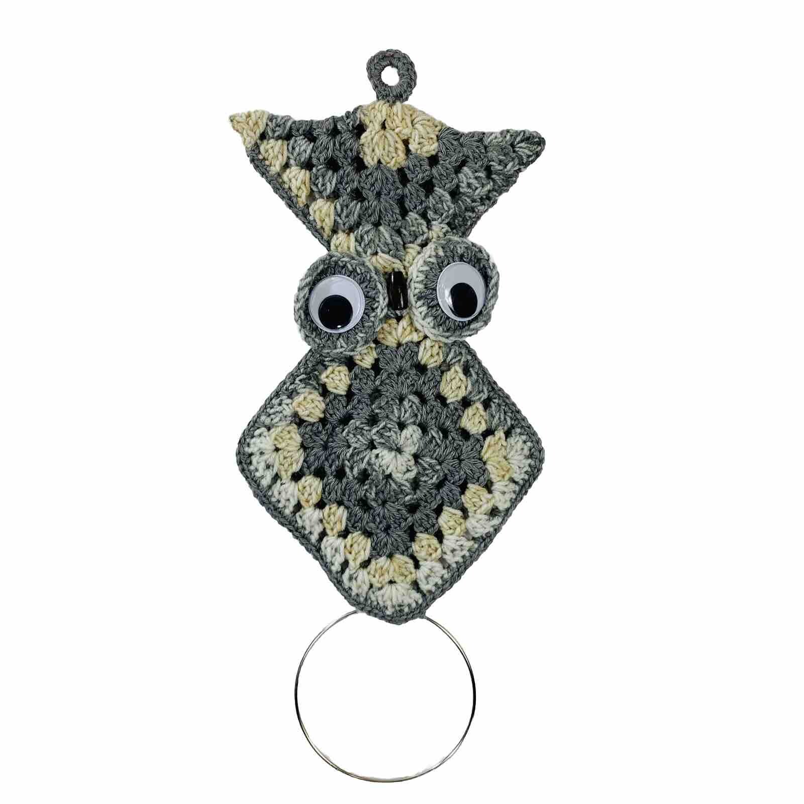 VTG Retro Anime 70s Crotchet Owl Towel Scarf Holder Kitchen Bathroom Grannycore