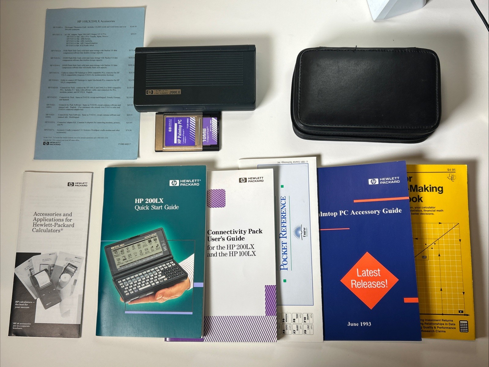 HP Hewlett Packard 200LX Palmtop PC 2MB RAM W Case Books & 10MB CompactFlash