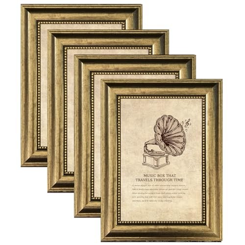 8x10 Picture Frame,Ornate Finish Photo Frame Farmhouse 8x10in ps-Gold-4pcs