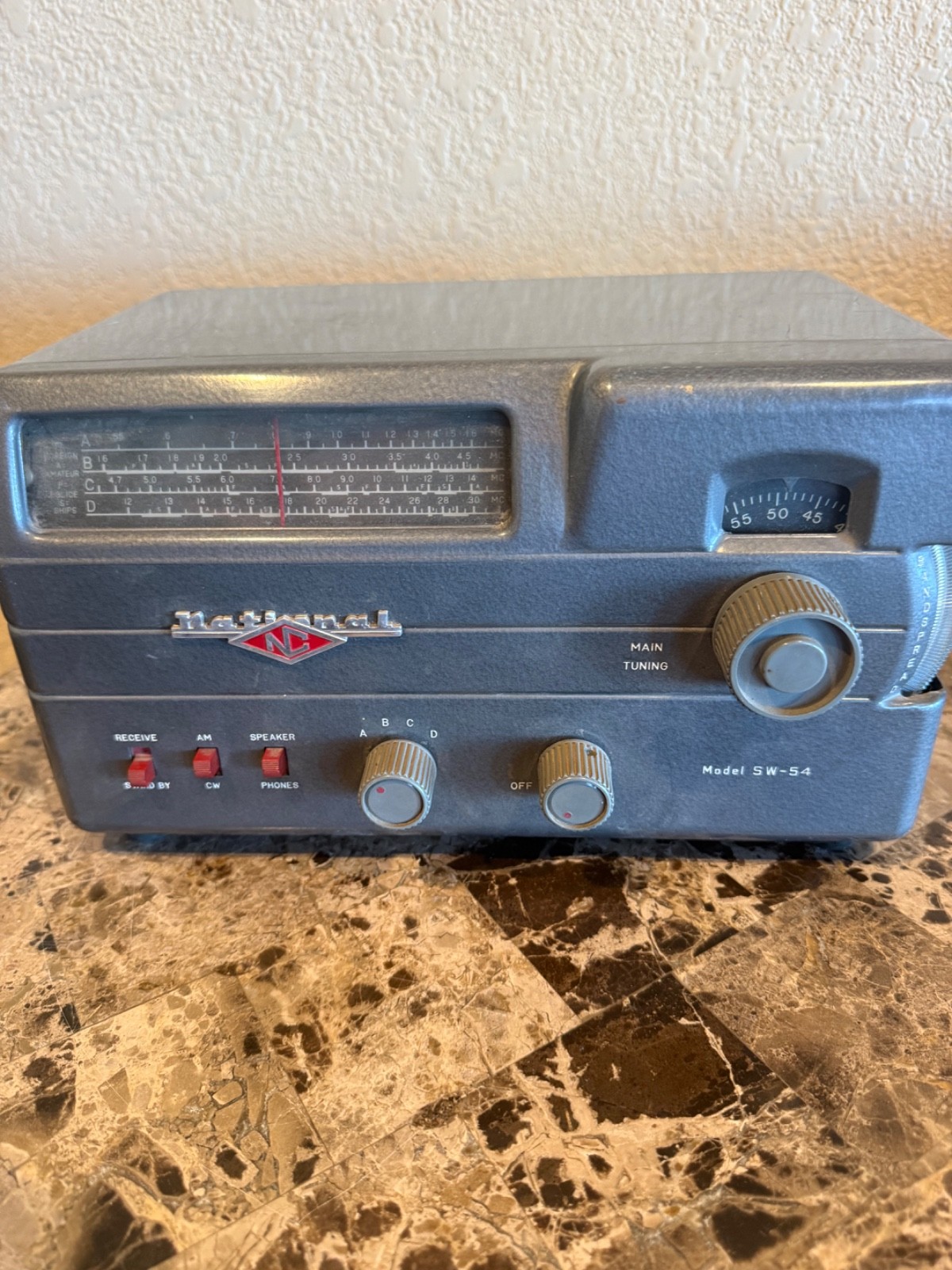 Vintage 1950s National SW-54 Tube Shortwave Ham Receiver - Powers On Static - As