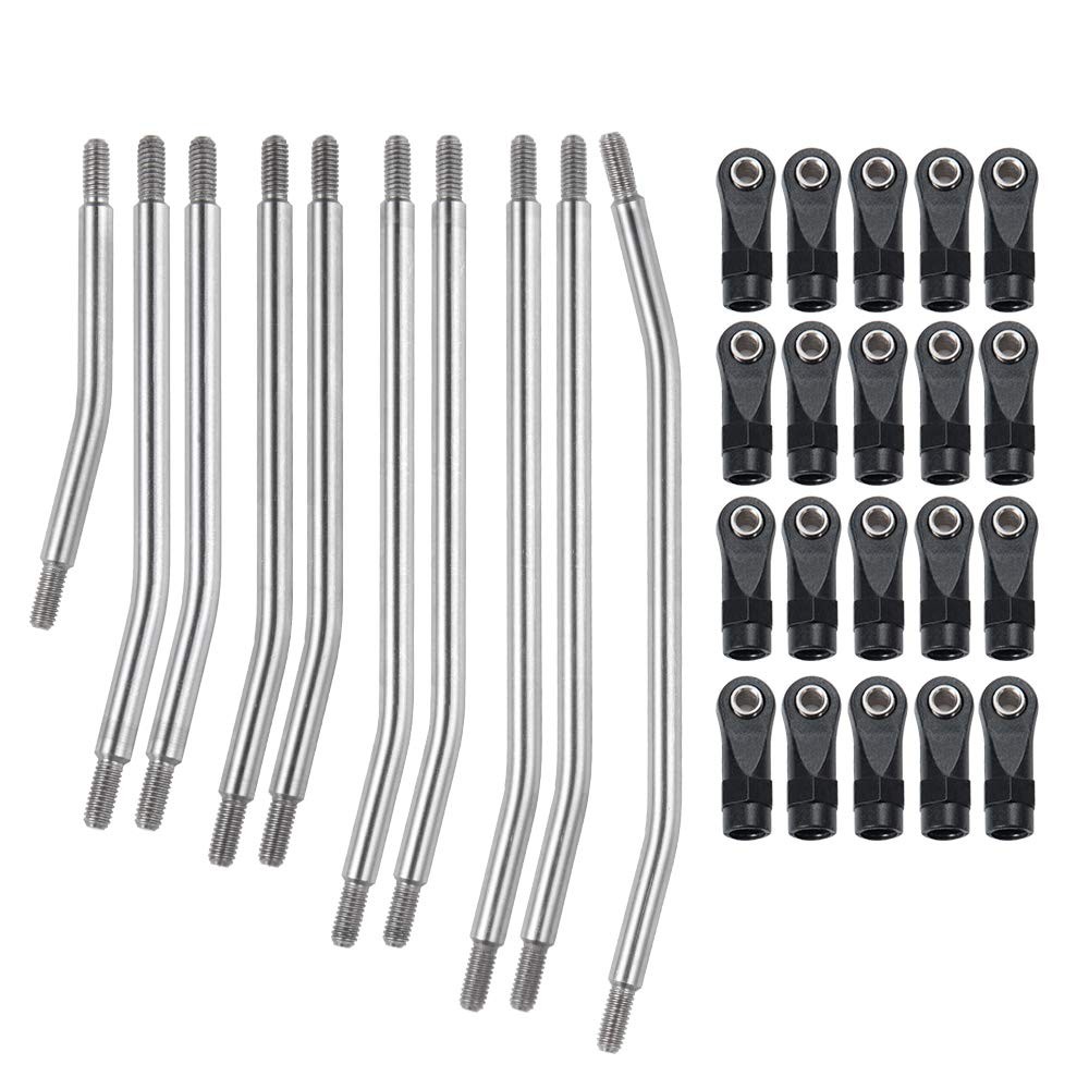10pcs/Set Stainless Steel Steering Link Rod Linkage Set for Axial SCX10 Crawler
