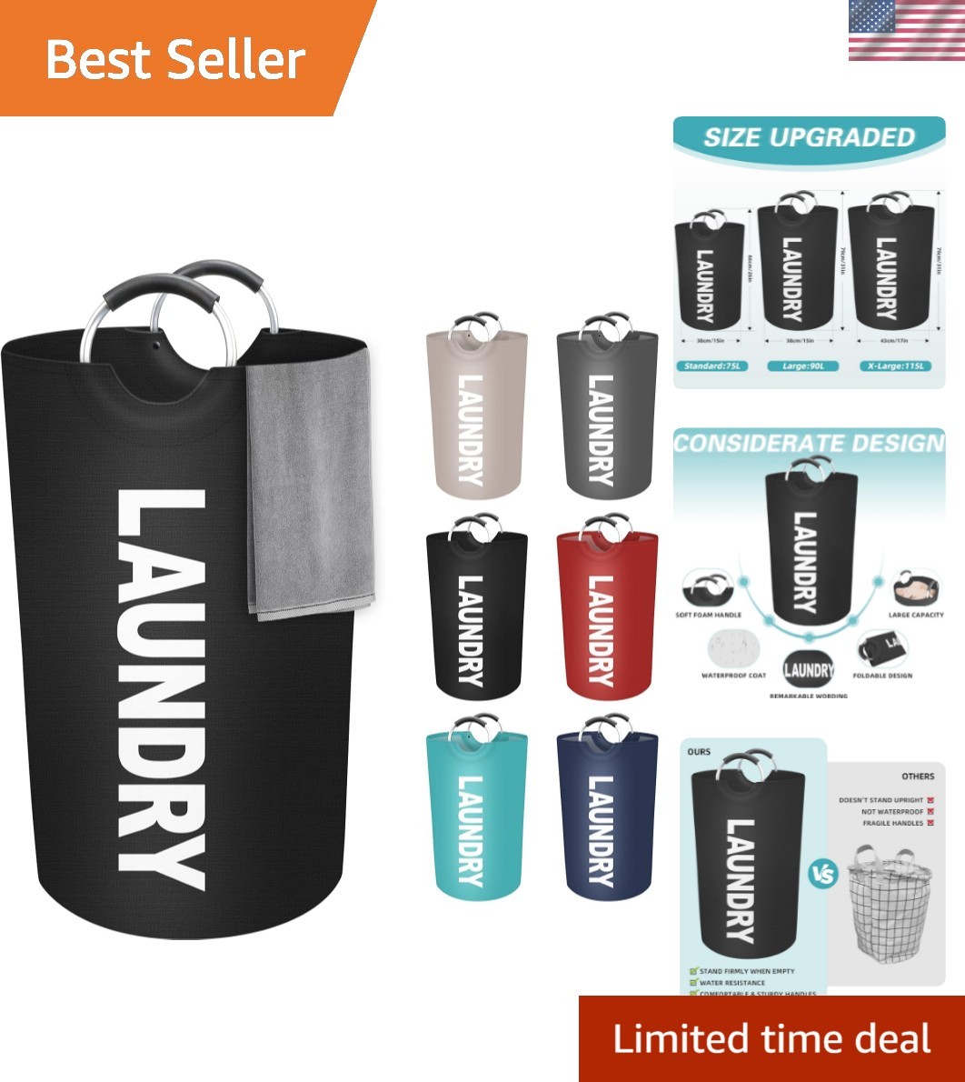 90L Large Laundry Basket, Laundry Hamper, Dirty Clothes Hamper for Laundry, C...