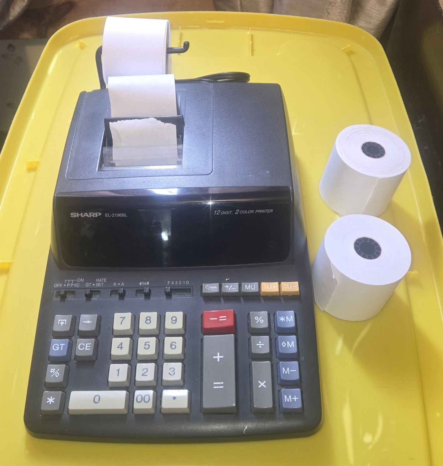 Sharp EL-2196BL Large Desktop 12 Digit 2-Color Printing Calculator Tested & Work