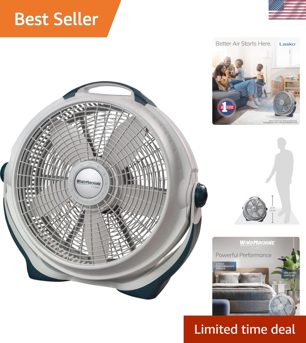 Wind Machine Fan, Air Circulator Fan with 3 Speeds, 20" Model 3300, Gray