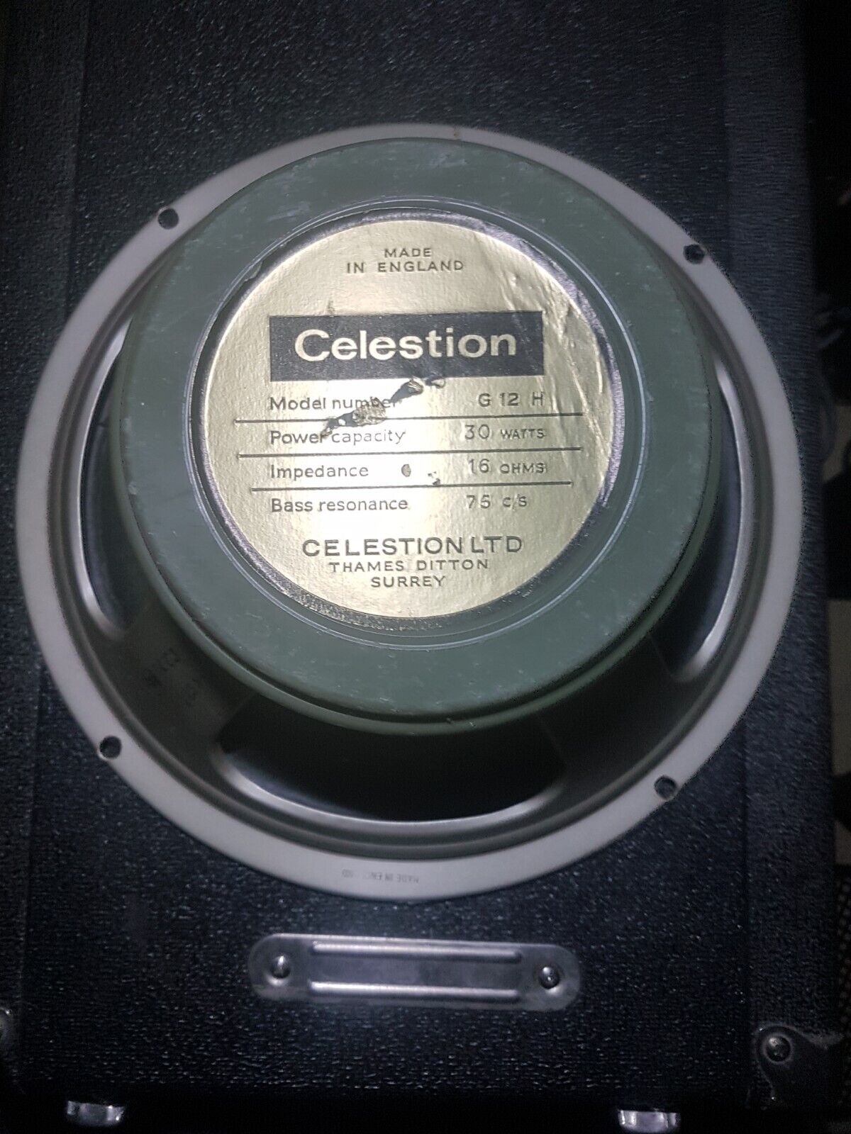 1970 CELESTION G 12 H GREEN BACK 12" SPEAKER - made in ENGLAND