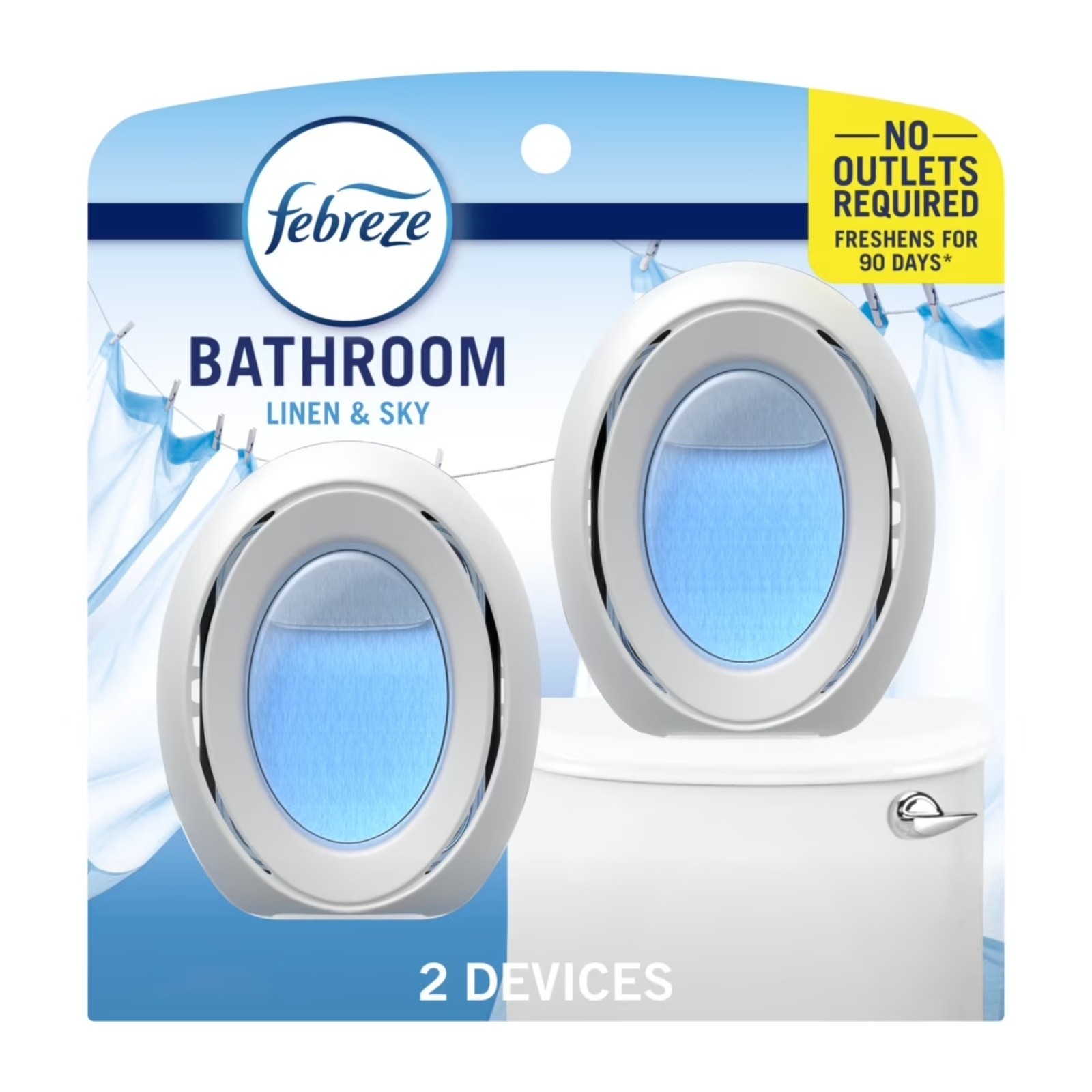 Febreze Bathroom Air Freshener 2 Pack, Odor-Fighting Linen & Sky
