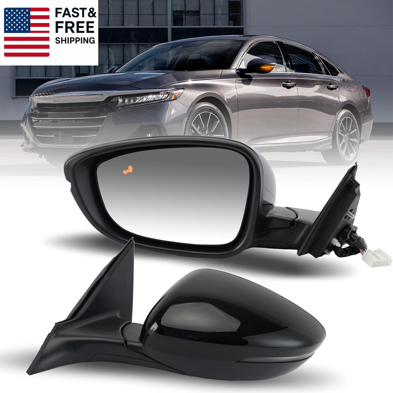 Left Driver Side Mirror Compatible with Honda Accord 2018-2022 with Turn Signal 