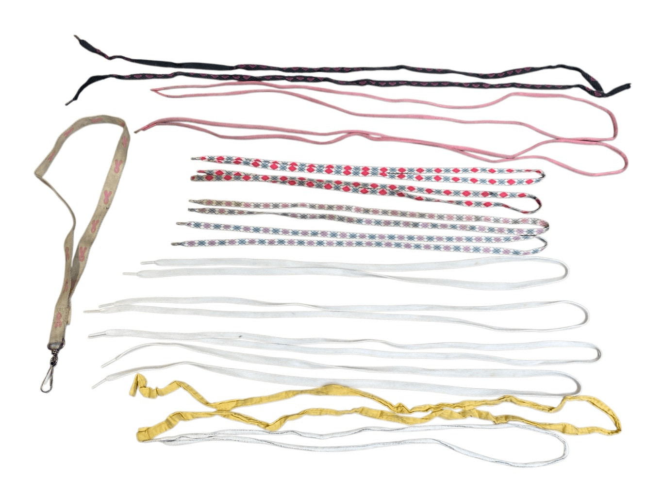 Mixed Shoelace Lot 6 Pairs Plus Lanyard Ribbon Craft Replacement Laces Bundle