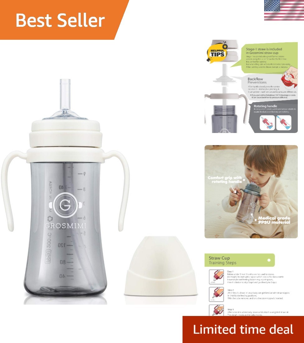 Spill Proof no Spill Magic Sippy Cup with Straw with Handle for Baby and Todd...